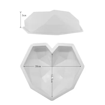 SHENHONG 3PCS 4D Torto Plesni Peka Sladice Diamond Srcu Umetnosti Mousse Silikonski 3D Plesni Silikonowe Moule Pecivo Čokolada Pan