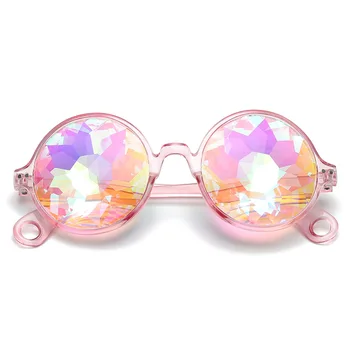 Futuristični kaleidoscope očala ženske moški 2020 krog stranke sončna očala festival smešno oculos de sol feminino