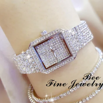Luksuzni Uro Znamke Ženske Rose Zlato Kvadratnih Watch Design Kristalno Diamond Watch Dame Oblačenja Zapestne Ure Jekla Vodotesna Ura