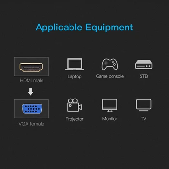 Banja HDMI na VGA Adapter Digitalno Analogni Avdio Video Kabel Pretvornik HDMI Priključek VGA za Xbox PS4 Laptop PC TV Box