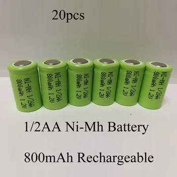SORAVESS 20PCS 800mAH 1/2AA Polnilne NiMh Baterije 1,2 V NiMh baterije za polnjenje Ni-Mh 1/2 aa Baterije Za DIY Električni Brivnik Orodja