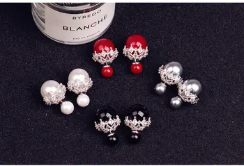 925 sterling srebrni uhani majhen dvostranski biser uhani čipke cvet uhani prešitih nakit za stranke ženski