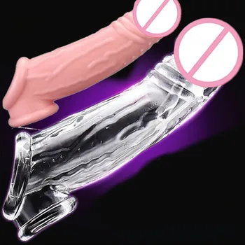 Kurac Enlarger Kondom Tulec Zamudo Večkratno uporabo Penis Rokav Extender Realističen Penis Kondom Silikonski Podaljšek Sex Igrača za Moške