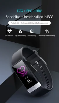 V19 Pametna Zapestnica EKG+PPG Srčni utrip, Krvni Tlak Kisika Spanja Spremljanje Bluetooth Fitnes Tracker Velik Zaslon, Pametno Gledati