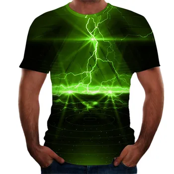 Poletne moške 3D tisk T-shirt strele pokrajino tisk t-shirt moški T-shirt Poletje Black T-Shirt krog vratu plaži T-shirt