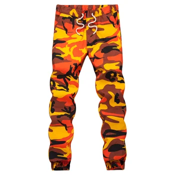 2019 Sweatpants Ins Oranžna Prikrivanje Jogger Hlače Moški Hip Hop Tkane Hlače Priložnostno Taktične Vojaške Hlače Žepi, Bombaž