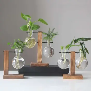 Nov Preprost vaze za dekoracijo Hydroponic Okvir Lesa Majhne Vaza C Retro Vaza Preprostih Zaprtih Vaza
