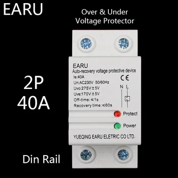 40A 230V Din rail samodejno obnovitev znova priključite napetost nad in pod napetost zaščitna naprava protector protection rele