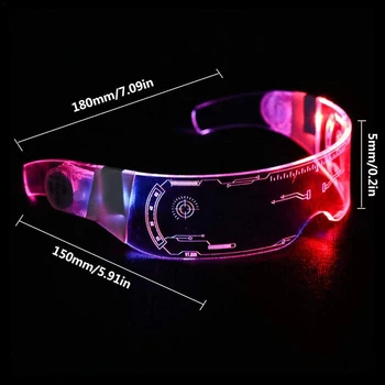 Barvita LED Svetlobna Očala Futuristično Elektronski Ščitnik Očala sveti Očala Prop za Halloween Party Festival Uspešnosti