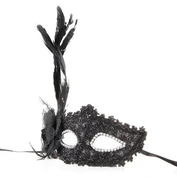 Beneške Maske Benetke pero cvet črnega za Halloween party kažejo Karneval