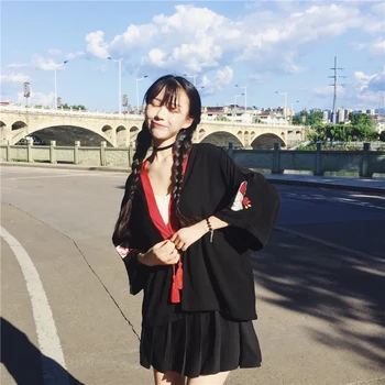 Retro Japonski Slog Fortune Mačka Kimono Yukata Harajuku Haori Sakura Festival Krpo Novo Leto Ženske, Dekleta Poletje Jopico Jakna