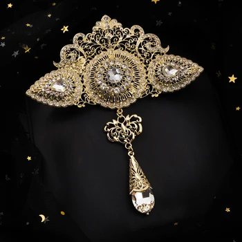 Velika velikost Maroškem slogu nakit broška klasična zlata kristalno broška z nosorogovo Arabskem poročni nakit