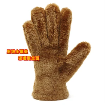 Brezplačna dostava za modne zimske rokavice moški ženske zimske krzno žamet debele nekaj toplo umetno usnje rokavice prostem pozimi rokavice moški