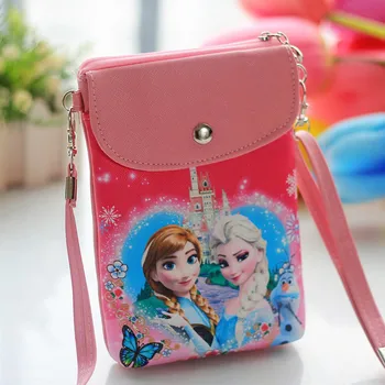 Disney risanke princesa messenger bag pu usnje luštna punca prigrizek torba ženske priročno Messenger mobilni telefon vrečko, zamrznjeno, Elsa, Ana