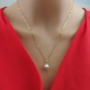 Pristen biser obesek pravi solid gold za ženske pravi 18K AU750 zlato naravnih sladkovodnih pearl obesek