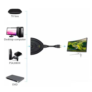Celotno 4K*2K 3 Vrata HDMI Splitter Kabel 1.4 b 1080P Preklopnik HDMI Stikalo 3 v 1, iz Port Hub za HDTV, Xbox, PS3, PS4