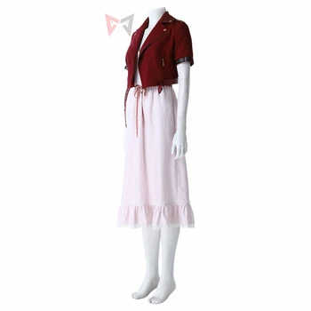 Final Fantasy Cosplay Kostum Vii Aerith Nastavite Halloween Rdeči Plašč Mrežo čipke Obleko ostra neklace za ženske dekle po Meri mad