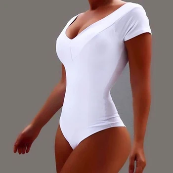 2021 Poletje Priložnostne Kratek Rokav Proti-vrat Plus Velikost Jumpsuit Žensk Barva Seksi Perilo Bodysuits Preproste Ženske igralne obleke