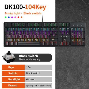 DAREU DK100 Mehanske Tipkovnice 104 tipke Modra/Črna Stikalo Konflikt brez makro Multimedijske Igralne ki poskušajo vam napad Za Prenosni RAČUNALNIK Igre