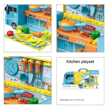 2V1 Otrok Kuhinja Igrače Nastavite Deformacije Kuhinja Igrača Tovornjak Servis Pretvarjamo, imajo določene Kuhinja, Kuhanje Namizni Set Otrok Darilo