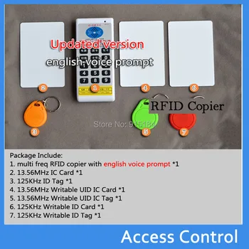 English ver Ročni 125Khz-13.56 MHZ 5 frekvenco (RFID) Duplicator/kopirni stroj Pisatelj+T5577/em4305 kartice oznako +IC(UID) kartica+NFC ključ