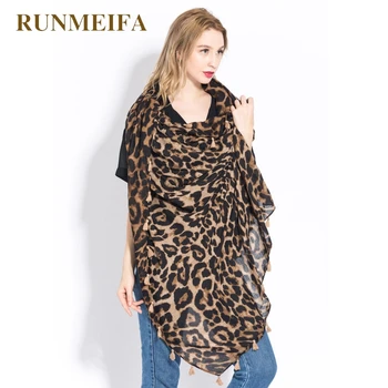 [RUNMEIFA] Moda za Ženske Divje Leopard tiskanja šal šali in obloge Sjaals famale Bombaža Dolgo Cape Šal Rute foulard femme