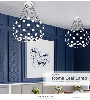 Italija Kreativne Okrogli LED Obesek Luči Post-moderno Črno Bel Vzmetenje Lučka Dinning Restavracija Obesek Lučka Lustre