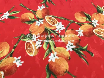 Poletje rdeče limone natisnjeni obleko tkanine oblačila high-end DIY mikro-elastični ročno obleko srajco tkanine