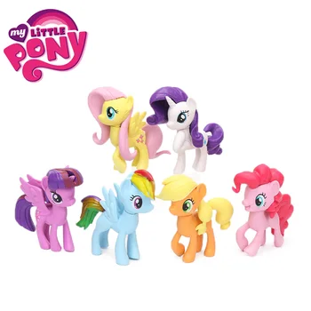 6pcs/set 10 cm My Little Pony Igrače Nastavite Prijateljstvo je Čarobno Rainbow Dash Somrak Iskrico Mezinec Pie Redkost PVC Številke Lutke