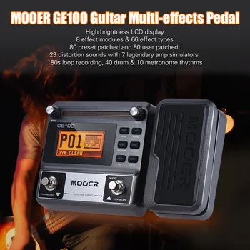 MOOER GE100 Kitara pedal Multi-Efekt Procesor Pedal Z Velikim LCD-Zaslon Zanke Snemanje Tetiva Seveda Funkcija kitara pedal