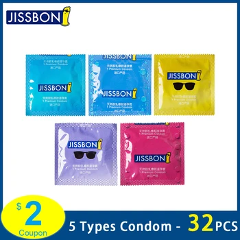 Jissbon 32pcs Ultra Tankih Kondomov Veliko za Ženske Moški Gay Odraslih Penis Extender Kondom Orgazem Sextoy Intimno Blaga Jissbon Kondomov