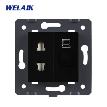 WELAIK EU-Standard 2-luknjo multi-funkcijo-vtičnica+računalnik-Vtičnico DIY Deli-Brez Stekla-Plošča A8TSCOW/B
