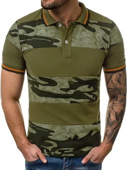 Blagovne znamke Moške Prikrivanje PoloShirts 2019 Novih moških Trak Majice Priložnostne Slim Fitnes Klasične majice novo Homme Vojske Zeleni VRHOVI Camisa