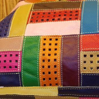 TEAEGG Ženske Kravje Usnje vreča Ženski barvni šivi ramenski Messenger bag Lady Visoka zmogljivost vrečko