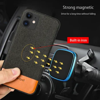 Moški poslovnih Magnetno ohišje za Iphone 11 pro max X XR XSMAX 6S SE 2020 7 8 plus 12 PRO MAX tkanine shockproof Avto pokrov ležišča