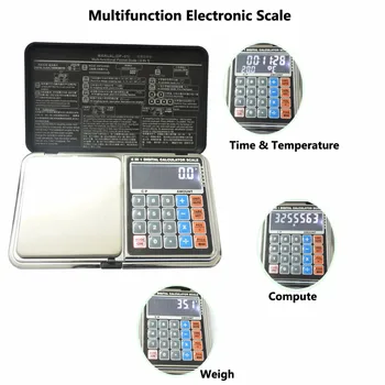 6 v 1 0.01 g x 500g Prenosni Multi-funkcijo Elektronski Žepni Digitalni Teža Lestvici z Ozadja LCD-Zaslon Tehtanje Lestvici
