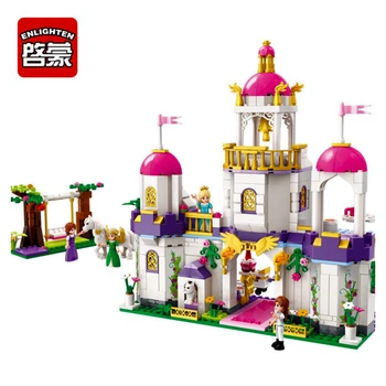 Prijatelj Princesa grad Violet Royal Carriag Avto gradniki Določa Združljiv gradu Princesa igrače za dekleta otrok
