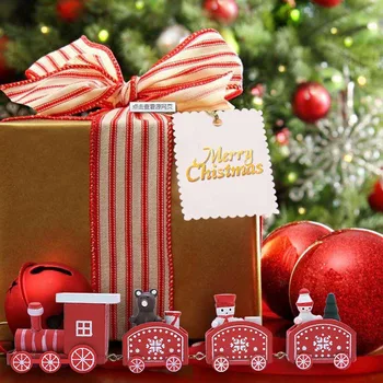 1 Nastavite Novo Leto, Božič Dekor Barvanje Lesa z Vlakom Božiček Nosi Snežaka DIY Strani Umetnostne Obrti Otrok Igrače Ornament Novo Leto, Darila