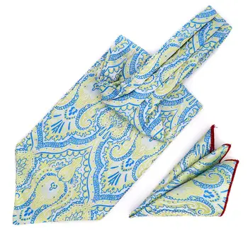 Najnovejši Moški Cravat Kravato Niz Handkerchief Svile Paisley Jacquardske Ascot Kravatni Določa Žep Kvadratnih za Poslovne svate