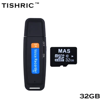 TISHRIC Mini Dictaphone USB Snemalnik Pero U-Disk Strokovno Flash Disk, Digital Audio Snemalnik Micro SD TF Kartico do 32 G