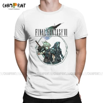 Moška T-Shirt Oblak & Sephiroth Prosti čas Tees Kratek Rokav Final Fantasy VII Video Igre Majica Crewneck Oblačila Tiskanje