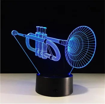 Glasbila, Saksofon Design 3D LED Lučka Hologram Iluzijo Lučka LED Nočne Luči Novost Akril Vzdušje Deco Darilo