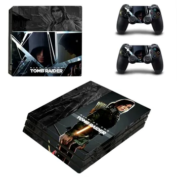 PS4 Pro Kože Nalepke, Nalepke Za PlayStation 4 Pro Konzolo in 2 Krmilnikov PS4 Pro Kože Nalepke Vinyl - Tomb Raider