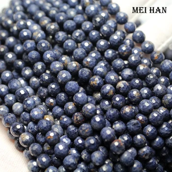 Meihan brezplačna dostava (62beads/set) naravna modra sapphiree 6-6.5 mm obrazi krog svoboden kroglice za nakit, izdelava načrta