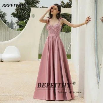 BEPEITHY Ljubica-Line Roza Večerna Obleka Za Ženske do leta 2020 Prilagodljivih Trakov Beading Maturantski Oblek po Meri drugih Narejen Plus Velikost