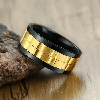 ZORCVENS 2020 Nov Modni 9 mm Gold Black Vrtljiv iz Nerjavečega Jekla, Poročni Prstani za Človeka