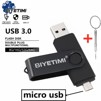 Biyetimi otg USB flash drive 3.0 64GB 128GB pen drive 32GB za Pametni telefon/Tablični/PC Visoka hitrost pomnilniški ključek usb darilo