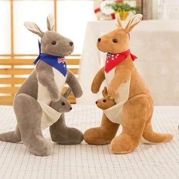 28 cm 40 cm 50 cm 70 cm Visok Avstralski Kenguru z Baby Joey Plišastih Živali Avanturo Lutka Igrače za Otroke