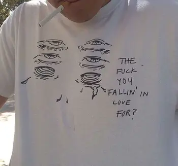 Fallin' V Ljubezni za Smešno Ponudbe Majica s kratkimi rokavi Moški Poletje Moda Priložnostne Tumblr Grunge Bela Tee Estetske Umetnosti T Srajce Obleke