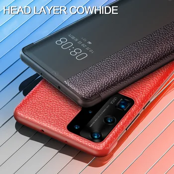 Za Huawei P40 Pro Smart Touch Prikaz Pravega Usnja Flip Usnjena torbica za Huawei P40 P30 P20 Mate 10 20 X Pro Zbudi Polno Primeru